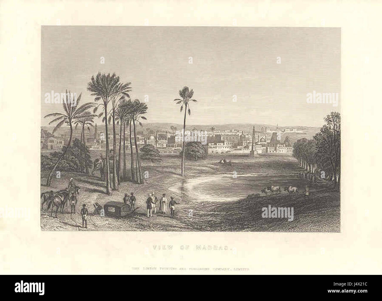 Vista di Madras, una incisione in acciaio da 'La storia dell'Indiano ammutinamento", 1858 Foto Stock