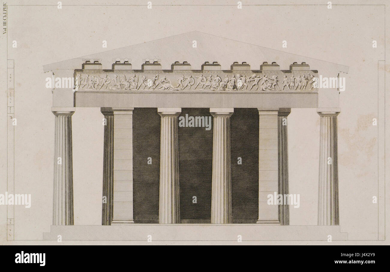 Sezione trasversale del portico orientale qui le colonne anteriori vengono rimossi per mostrare la antae e colonne del pronao Stuart James & Revett Nicholas 1794 Foto Stock