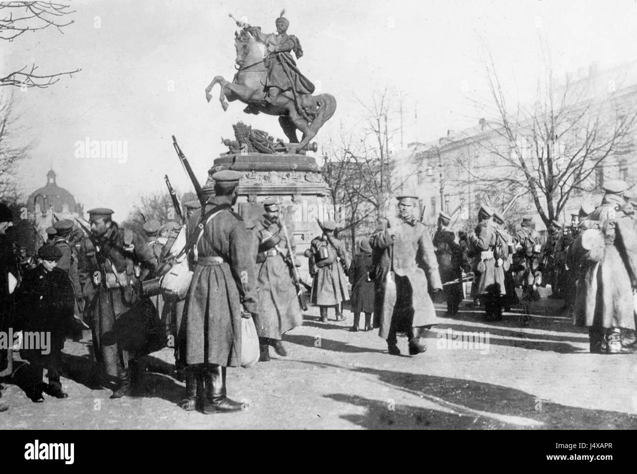 Questo evento si riferisce all'occupazione di Lemberg (ora Leopoli, Ucraina) da parte delle forze russe durante la prima guerra mondiale. Faceva parte della più ampia campagna militare sul fronte orientale durante la guerra. Foto Stock