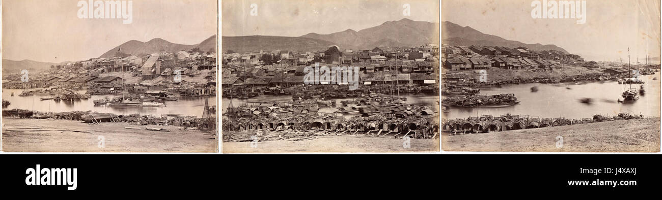 Questo dipinto degli anni '1870 di WP Floyd raffigura il paesaggio di Wuzhou, catturando la bellezza naturale e la topografia della regione durante la tarda dinastia Qing. Foto Stock