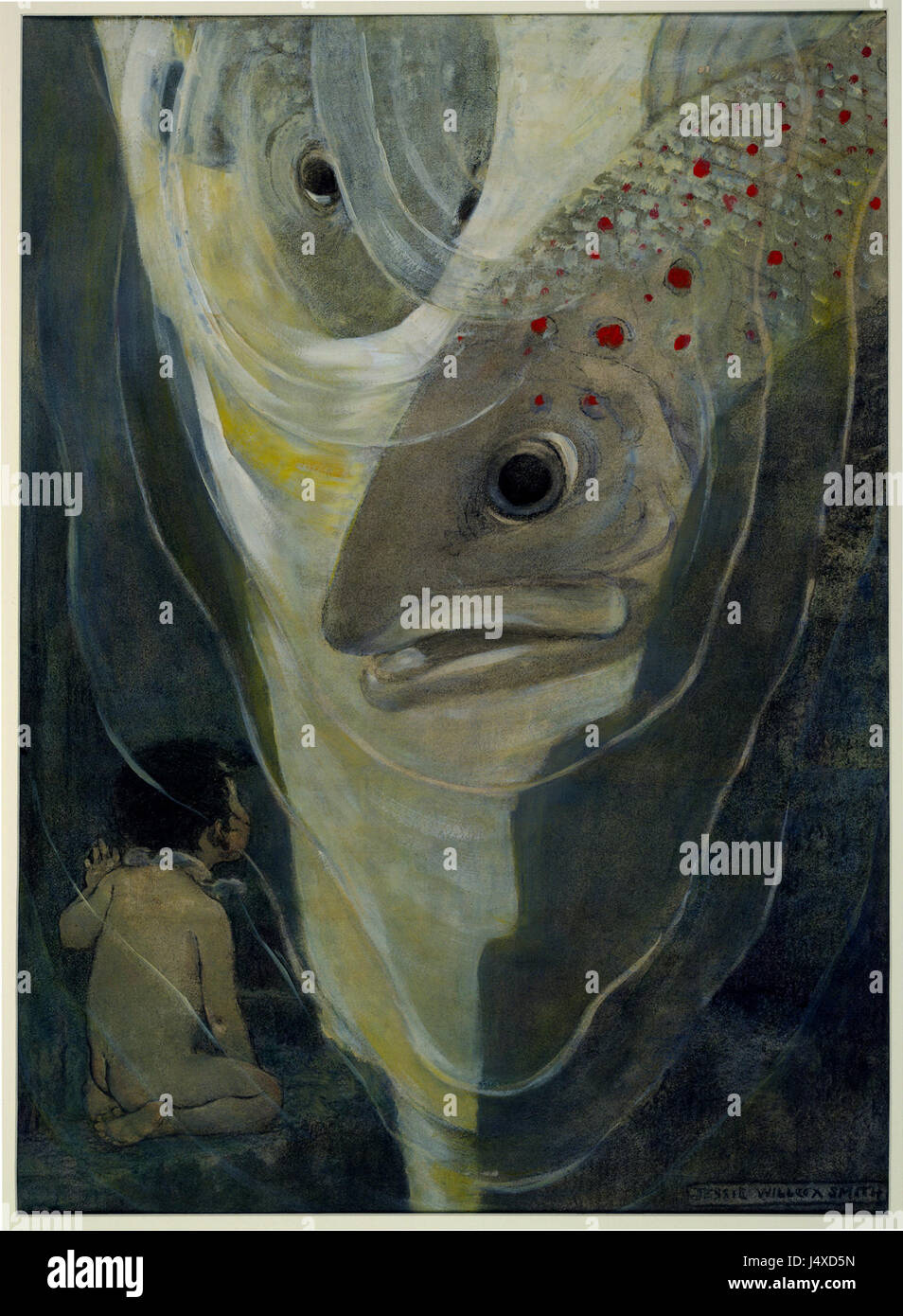 Una versione restaurata dell'opera d'arte "Water Babies", con un ritaglio o una cornice alternativi. Questo può fare riferimento a un'illustrazione o a una scena del libro "i bambini dell'acqua", che mostra una prospettiva visiva diversa. Foto Stock