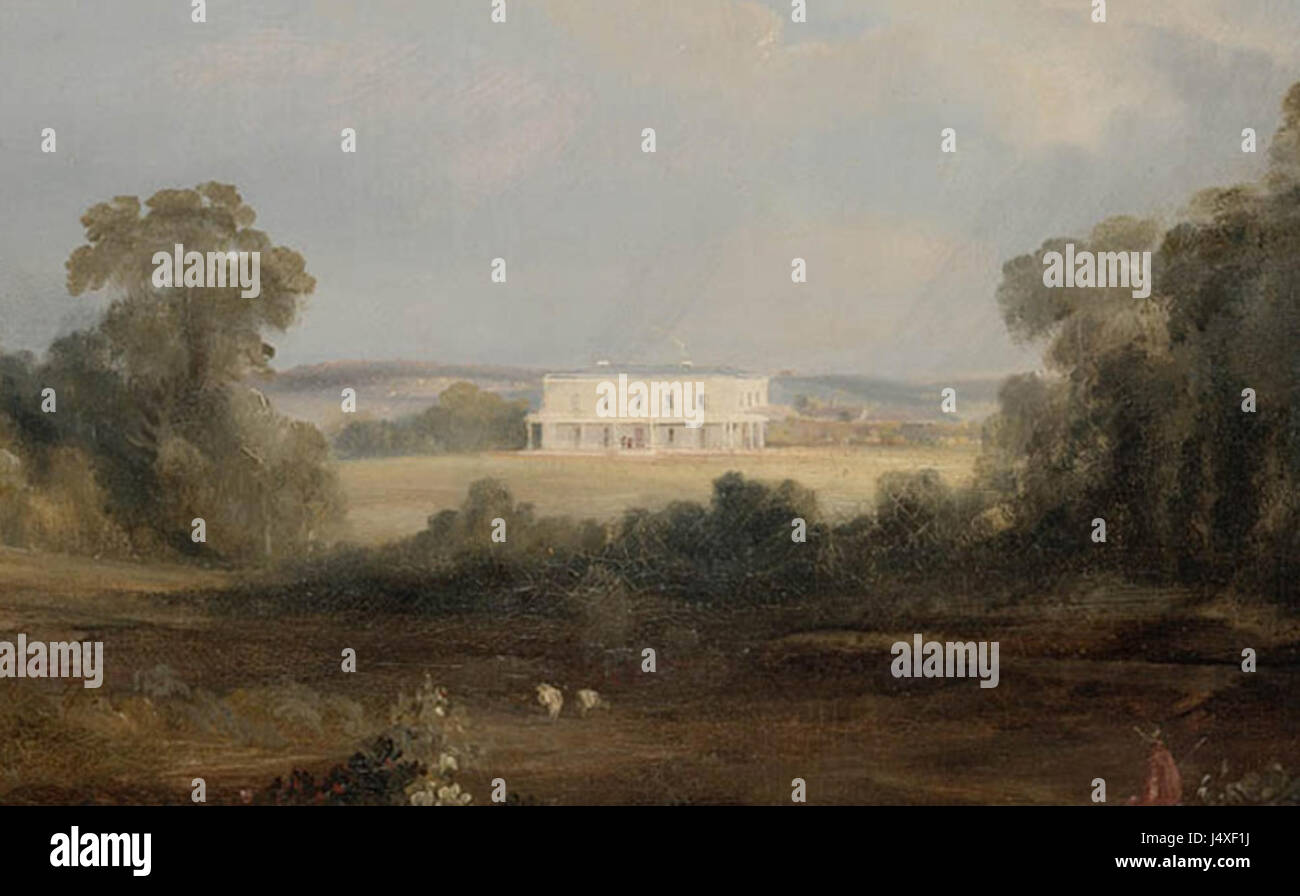 Un dipinto del 1840 intitolato "The Vineyard", raffigurante un paesaggio di vigneti. Foto Stock