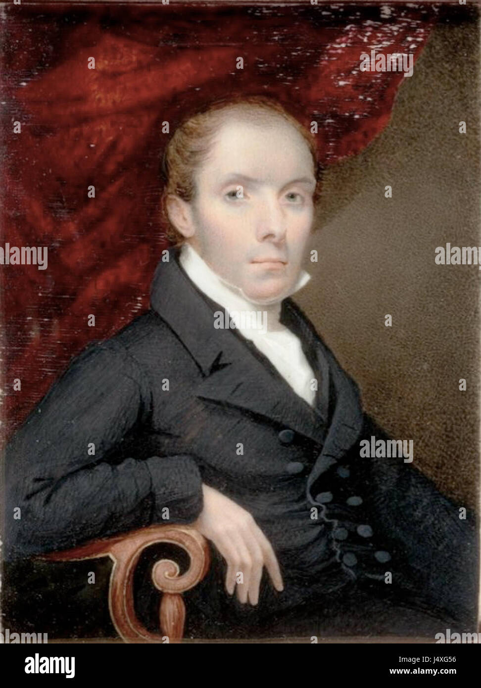 Questo autoritratto di Thomas Edwards mette in mostra il suo talento artistico, offrendo uno sguardo al suo stile e alla sua personalità. Il dipinto è ospitato nel Museum of fine Arts di Boston, illustrando il suo contributo all'arte americana. Foto Stock