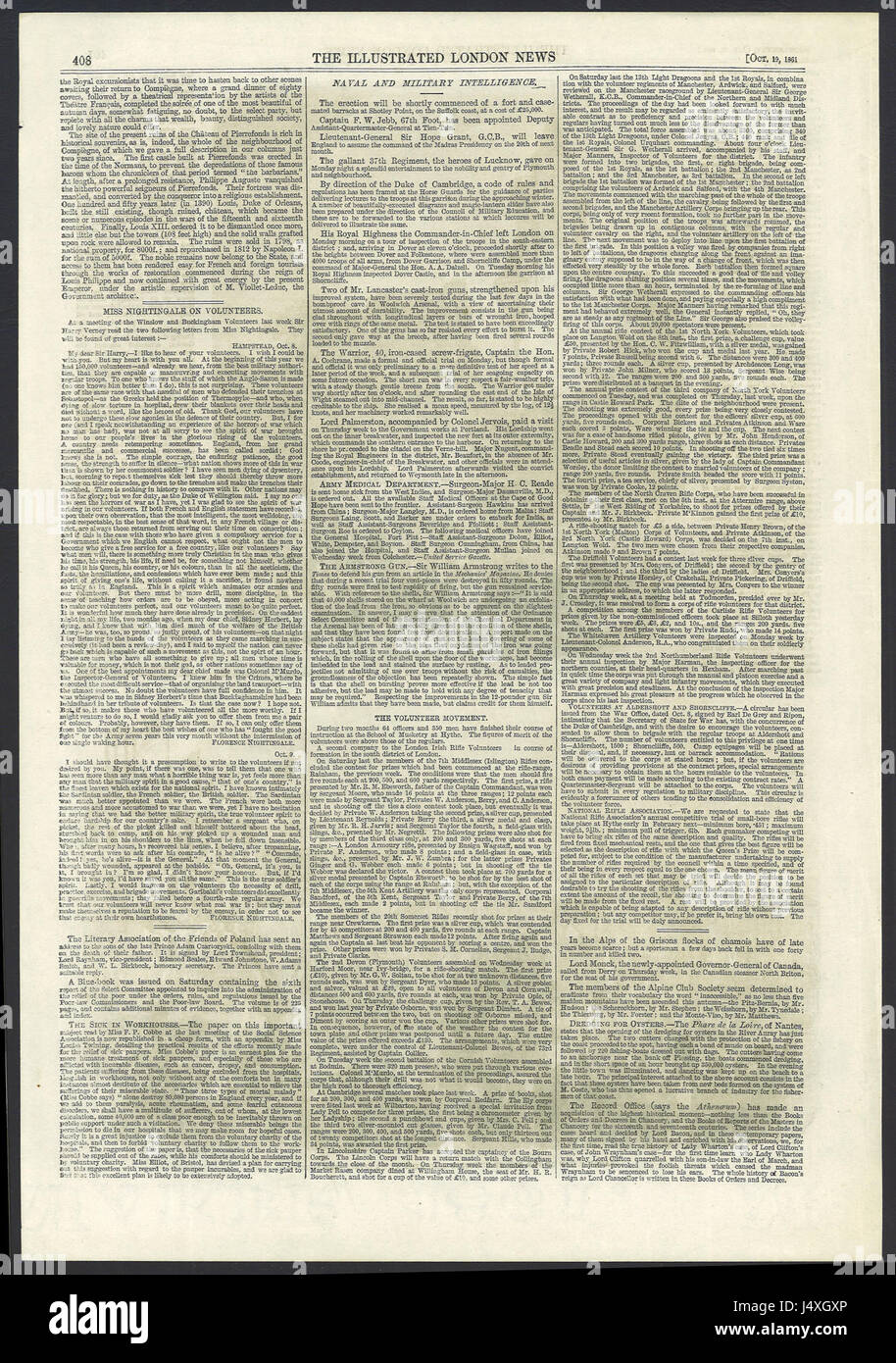 Il Illustrated London News 1861 10 19 lato 408 Foto Stock