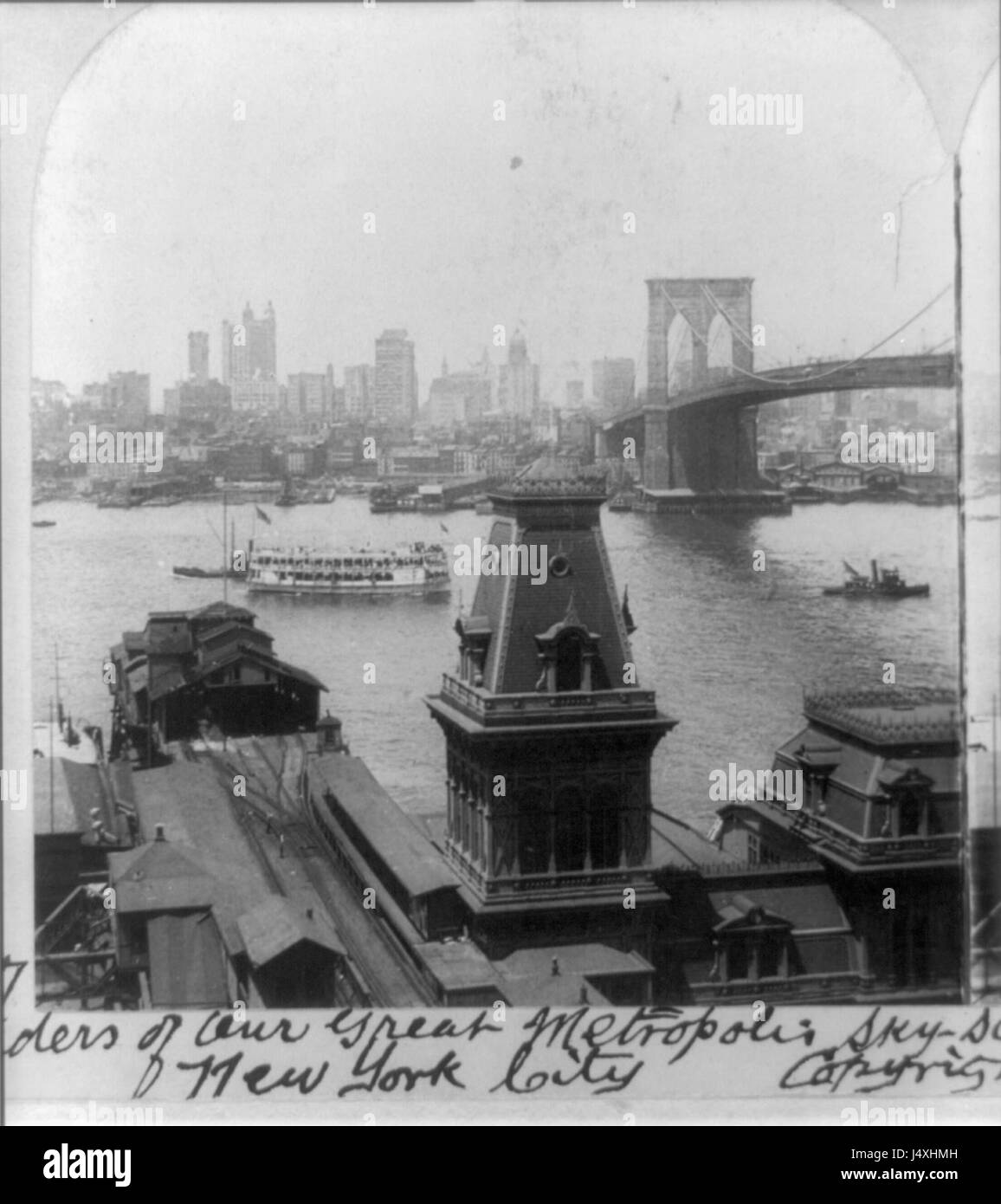 Meraviglie del nostro grande metropoli, sky raschiatori e grande Ponte di Brooklyn, New York 1904 Foto Stock