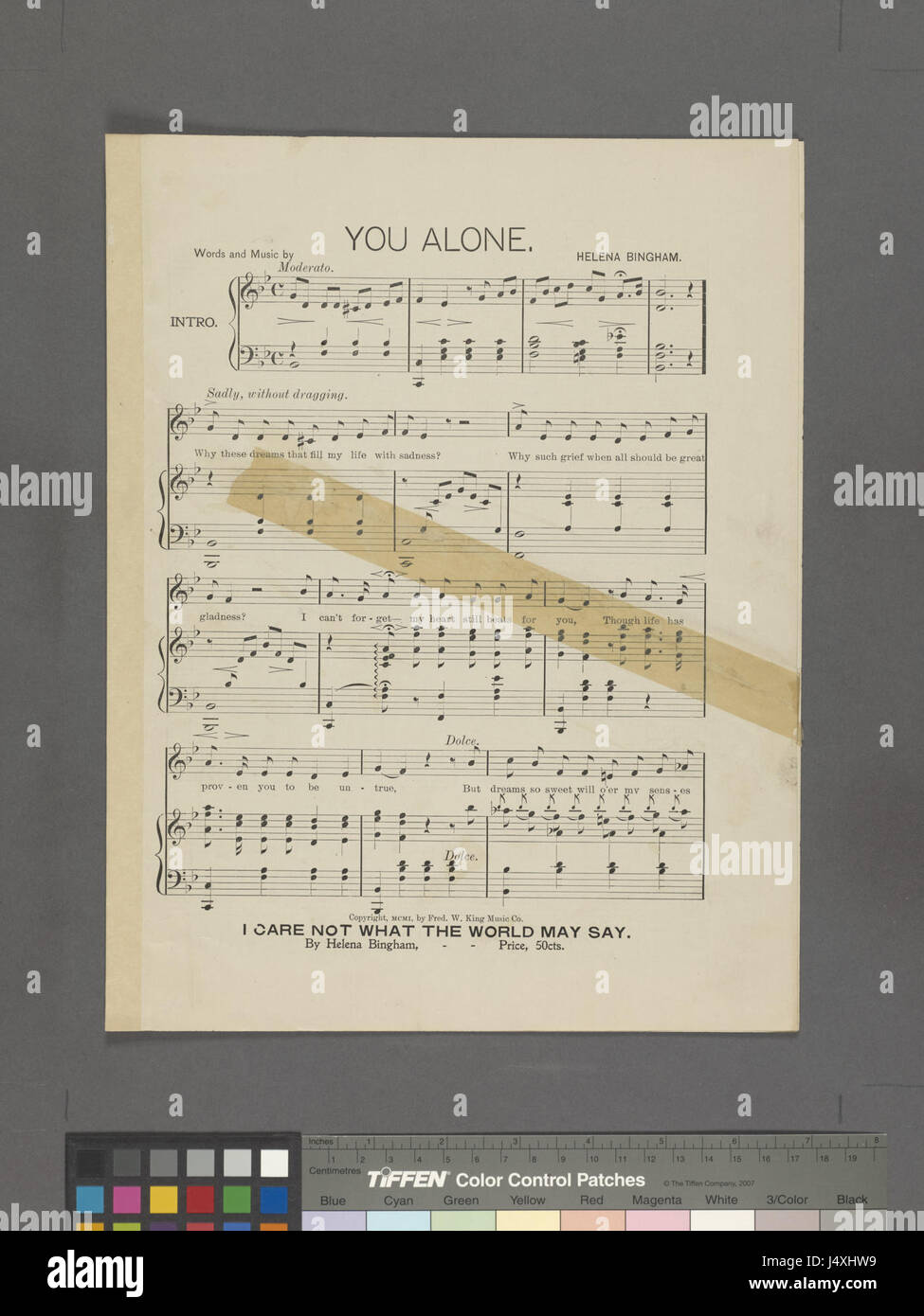 "You Alone" è un'opera elencata nel catalogo NYPL, possibilmente un'opera letteraria o visiva relativa a temi di isolamento, esperienza umana o lotta personale, con il numero record NYPL fornito. Foto Stock