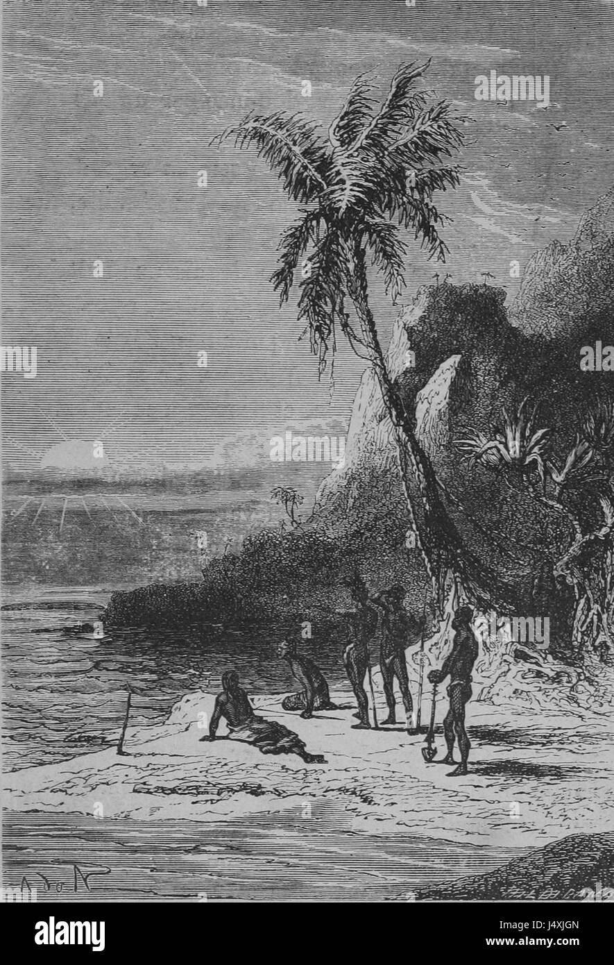 Vingtmillelieue00vern è un'incisione originale del XIX secolo che illustra la cultura francese, forse legata a temi paesaggistici o storici. Foto Stock