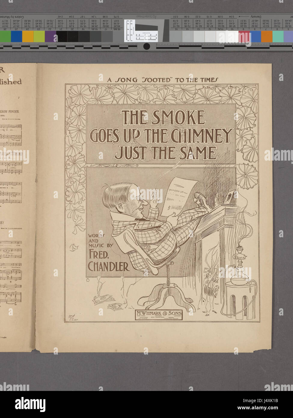 La frase "il fumo sale sul camino esattamente come lo stesso" della collezione NYPL simboleggia la continuità della vita e della routine. Riflette temi di resilienza e persistenza delle attività quotidiane nonostante le sfide. Foto Stock