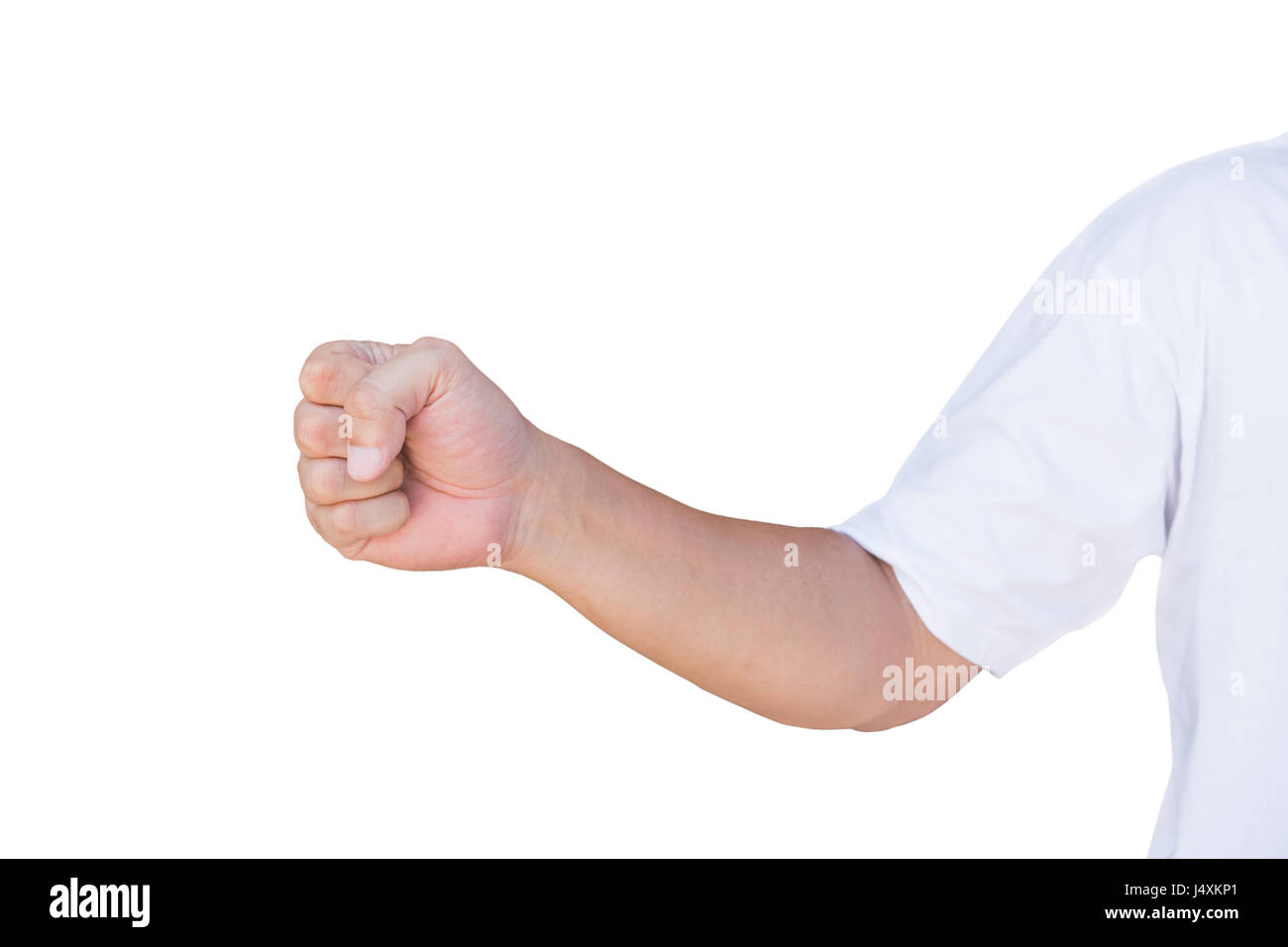 La mano che mostra il gesto del pugno con tracciato di ritaglio Foto Stock