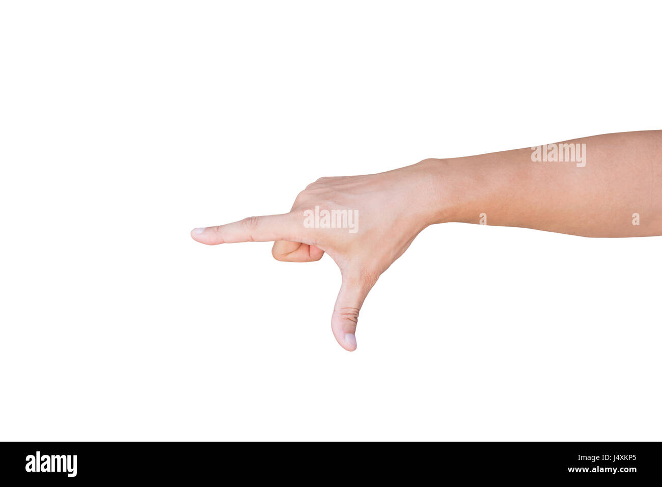 La mano che mostra la forma d'angolo gesto con il tracciato di ritaglio Foto Stock