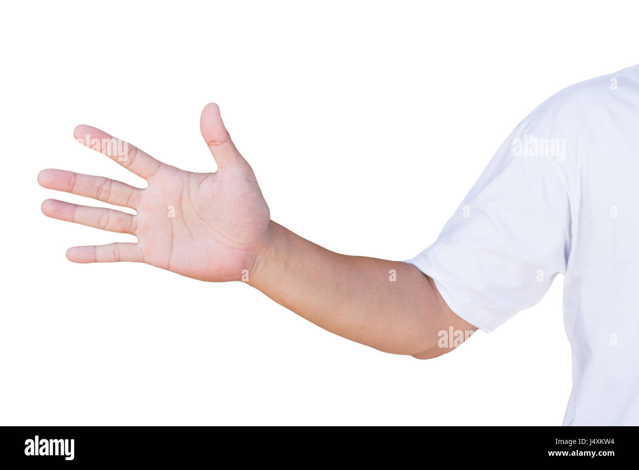 Il gesto della mano conta cinque con tracciato di ritaglio Foto Stock