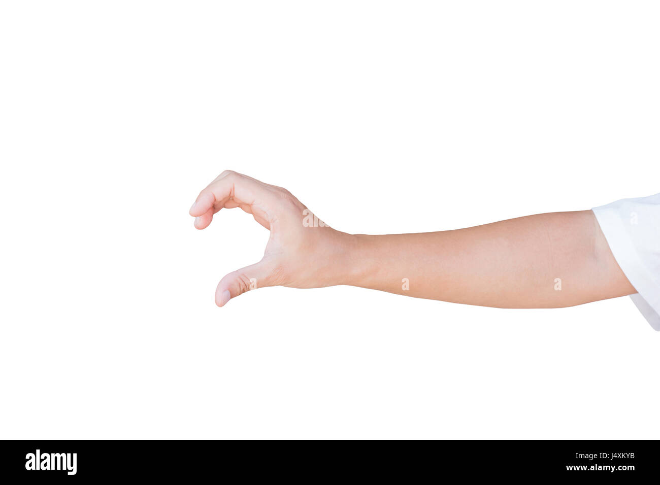 La mano che mostra forma curva gesto con il tracciato di ritaglio Foto Stock