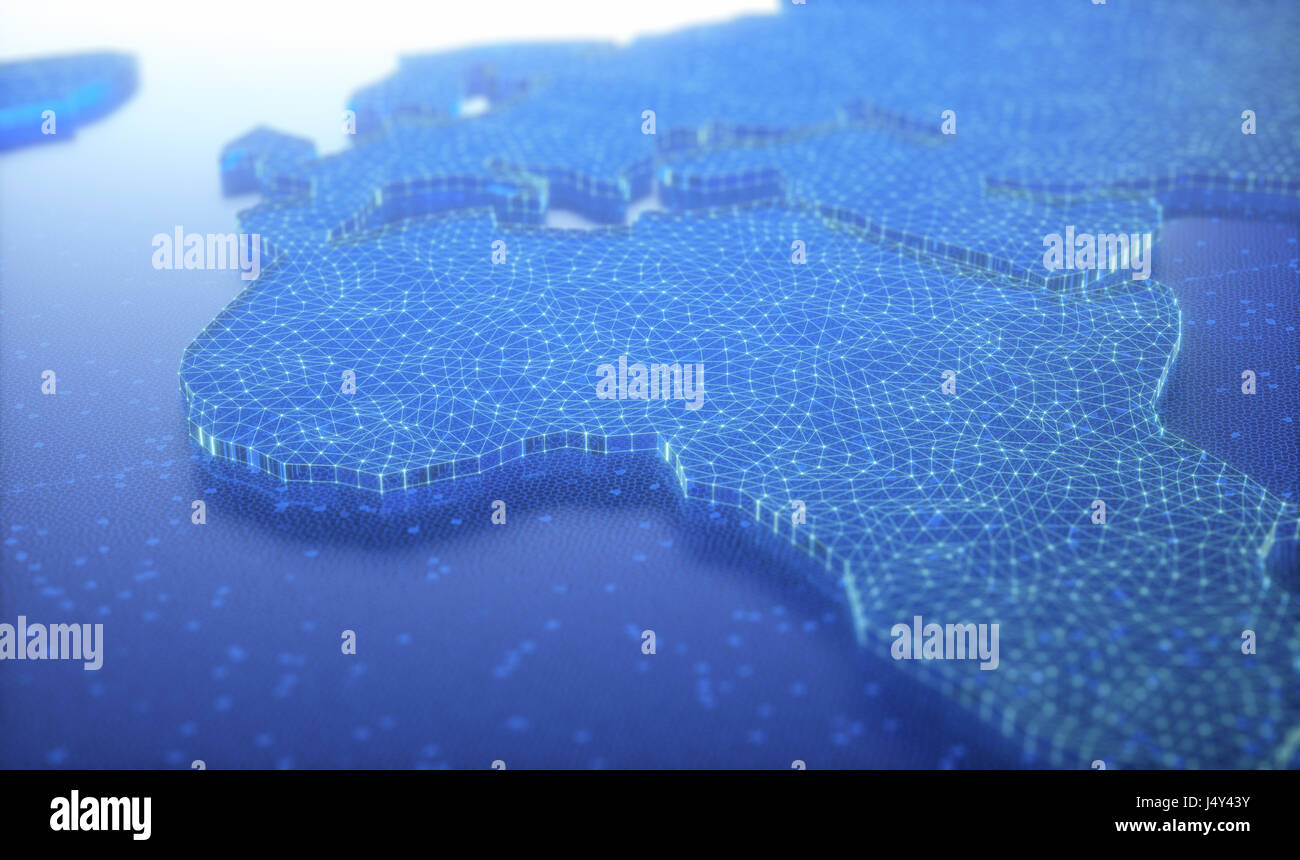 3D'illustrazione. Immagine concettuale, Mappa di Europa e Africa. Foto Stock