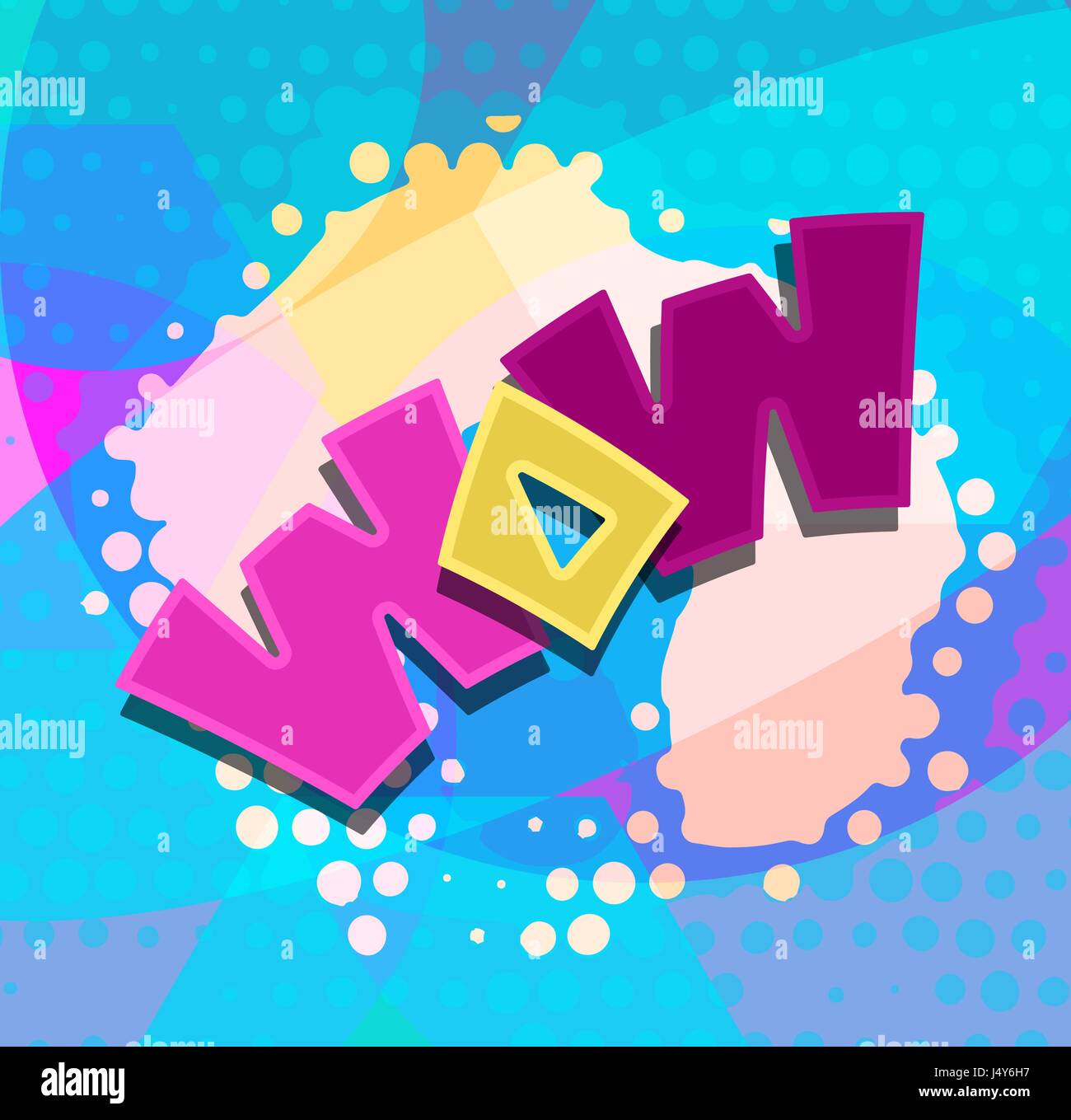 WOW testo blob colorati punti abstract illustrazione vettoriale Illustrazione Vettoriale