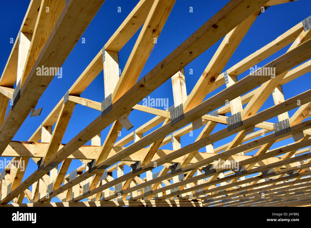 Nuovo telaio in legno home in costruzione. Foto Stock