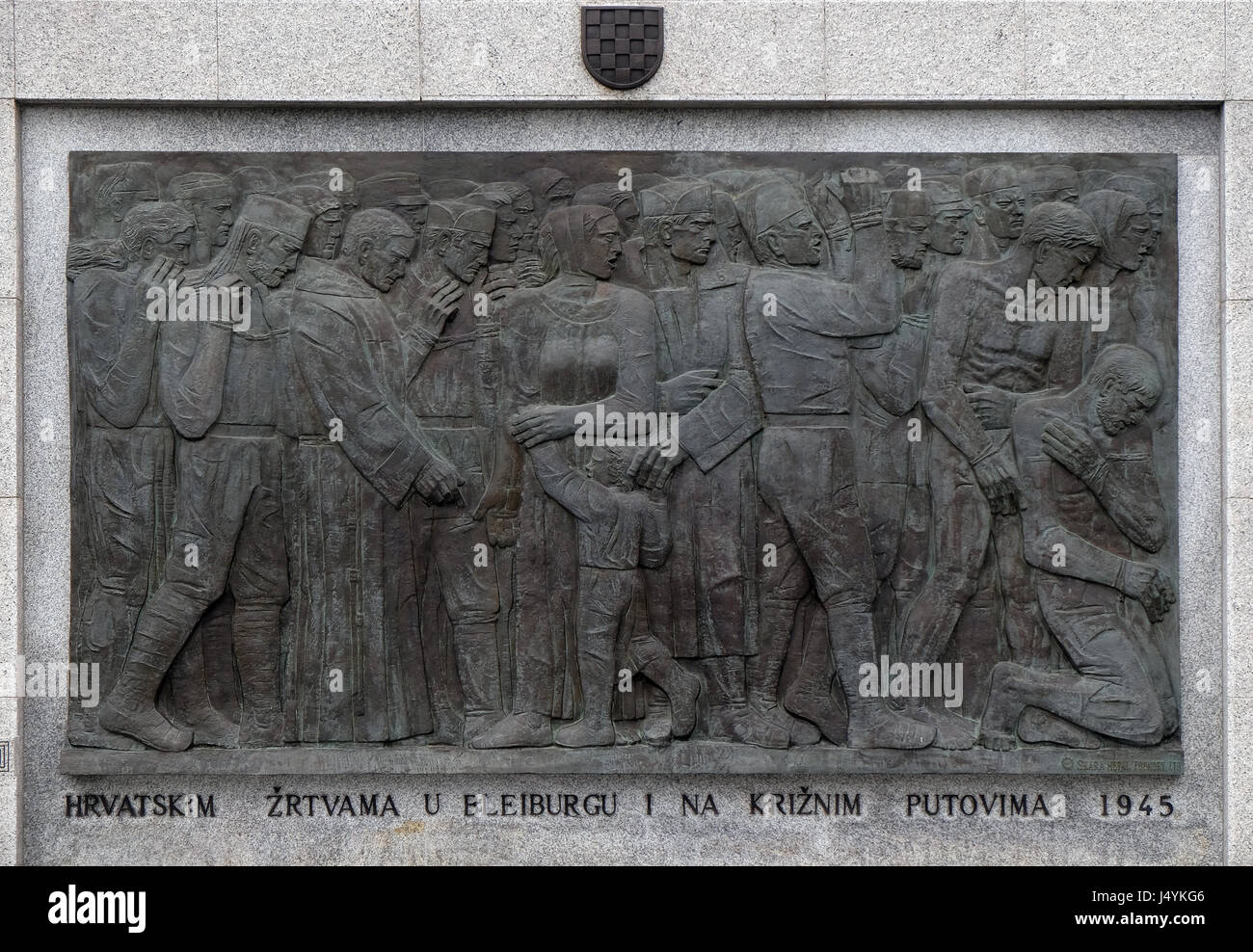 Un Monumento per le vittime croata in Bleiburg sul cimitero Mirogoj a Zagabria in Croazia il 10 ottobre 2015. Foto Stock