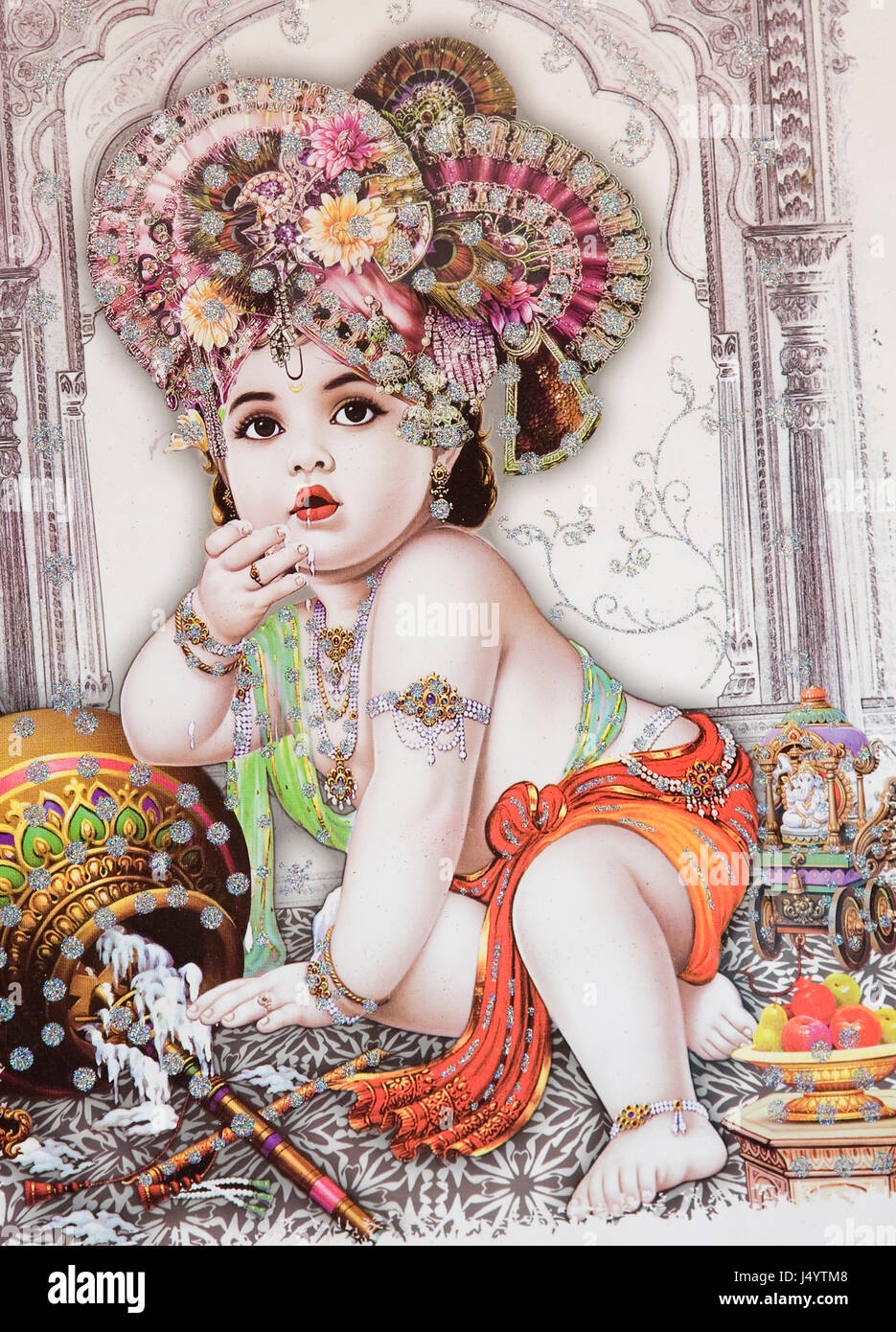 Bambino krishna dipinti, mathura, Uttar Pradesh, India, Asia Foto Stock