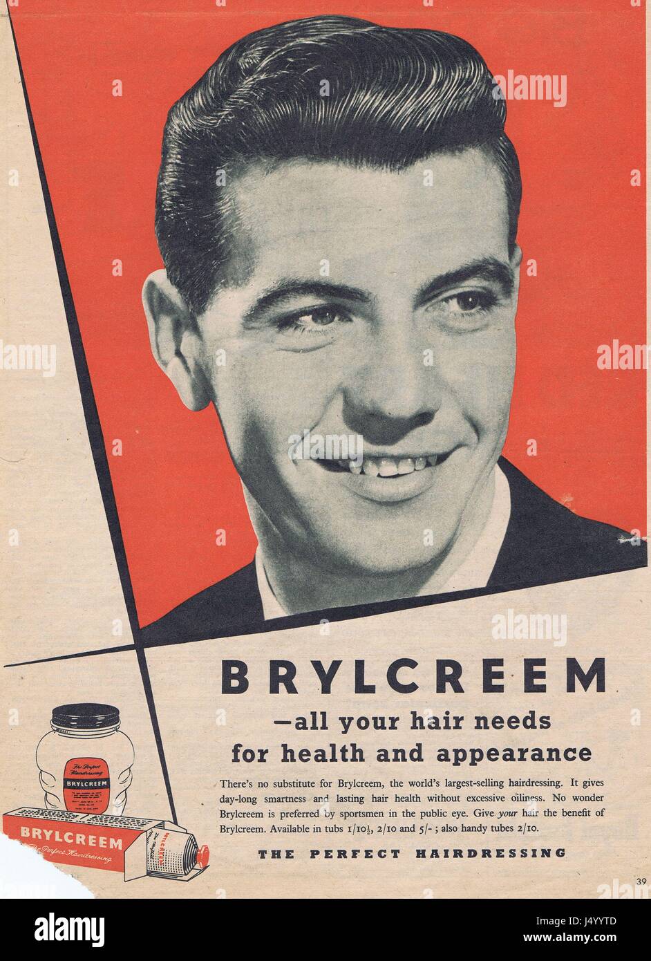 Brylcreem crema per capelli per uomini Vintage Annuncio Foto stock - Alamy