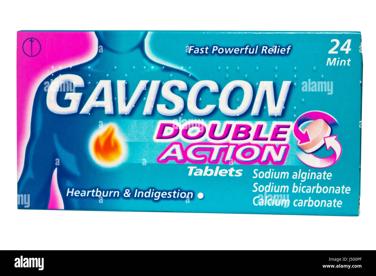 Scatola di Gaviscon a doppia azione per il bruciore di stomaco e  indigestione compresse Foto stock - Alamy