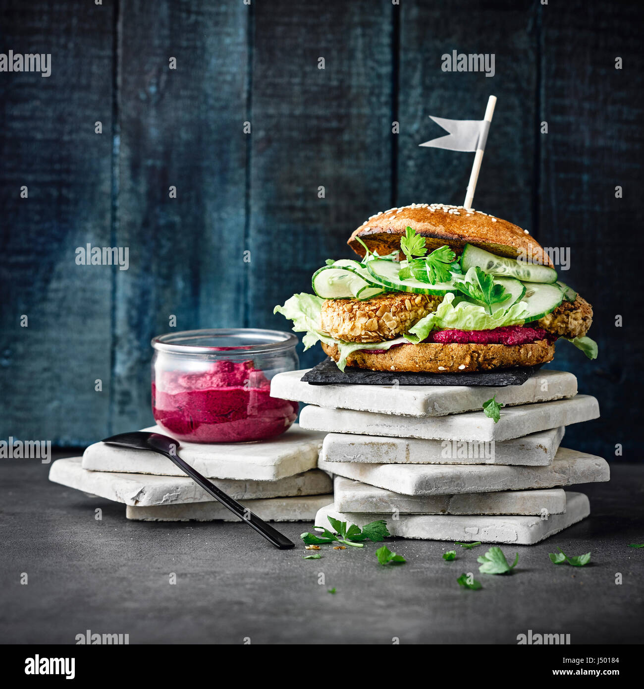 Hamburger di tofu Foto Stock