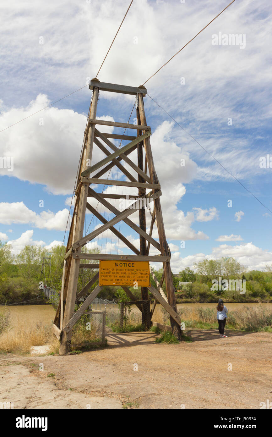 La miniera di Star sospensione ponte appena fuori di Drumheller, Alberta, Canada. Foto Stock