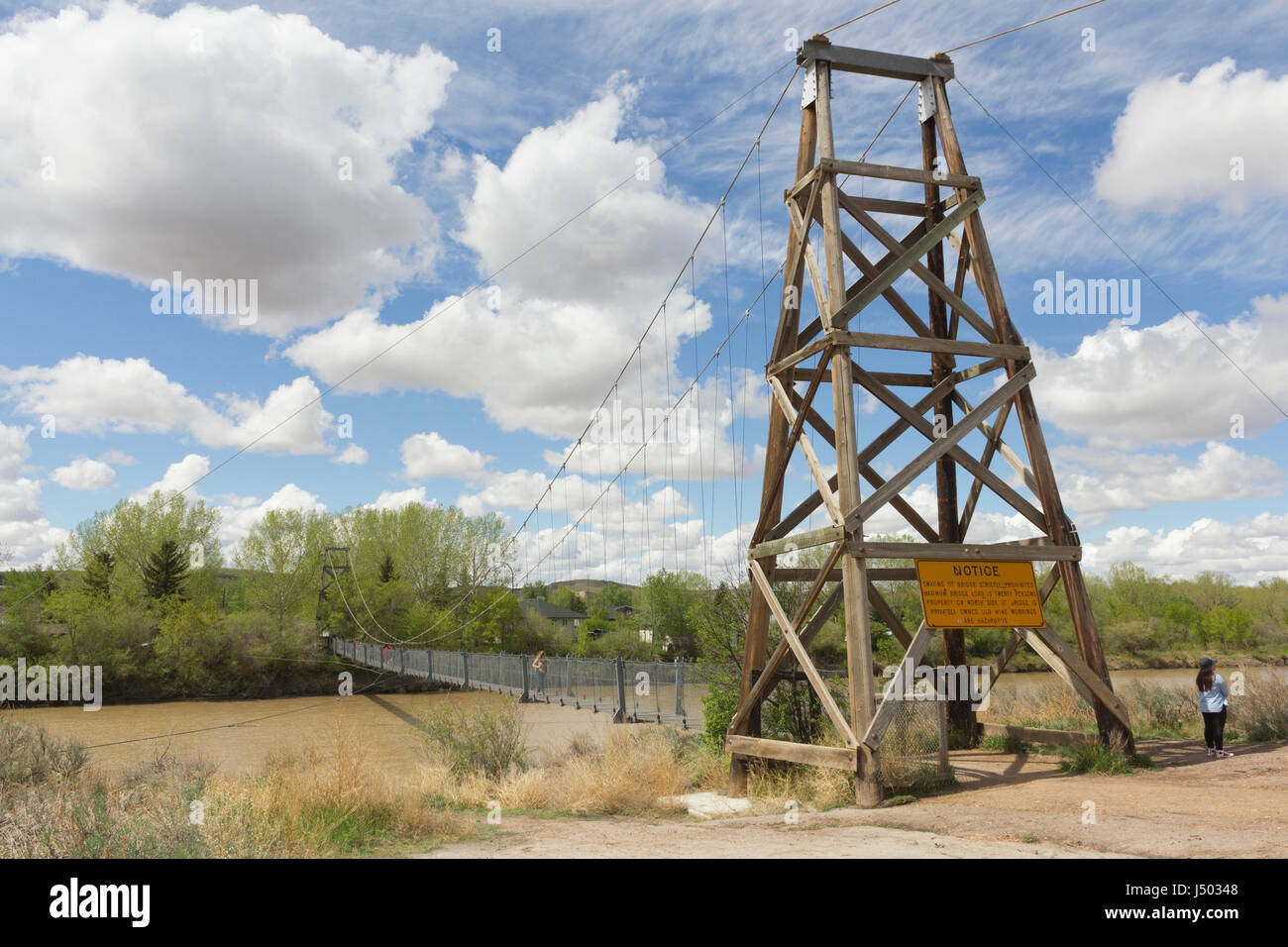 La miniera di Star sospensione ponte appena fuori di Drumheller, Alberta, Canada. Foto Stock