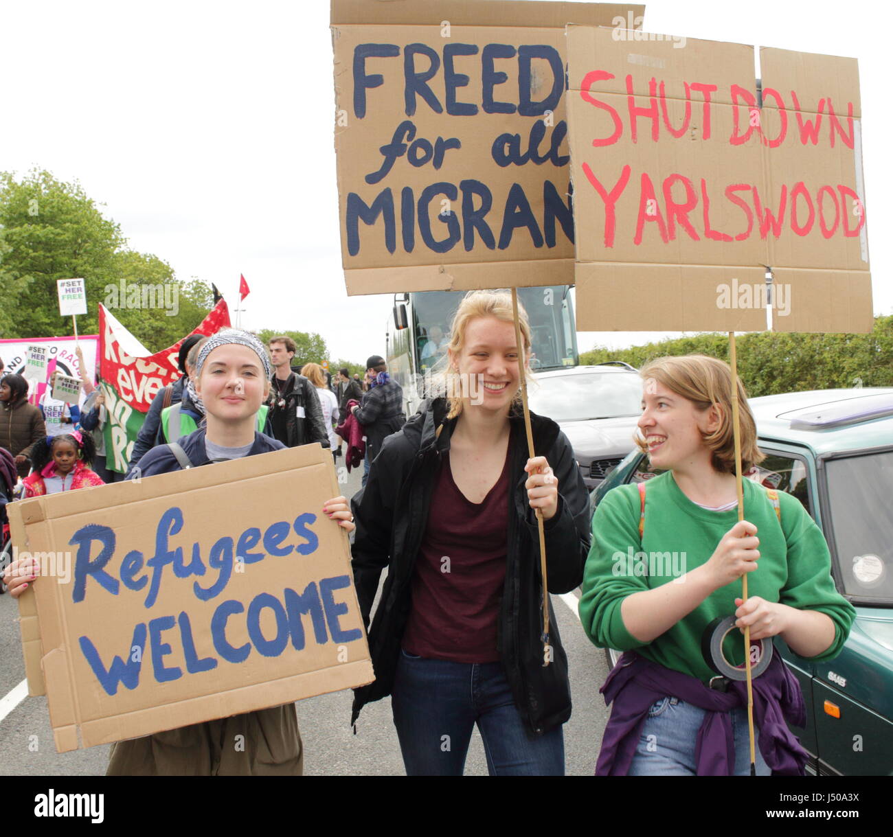 Bedford, Regno Unito. 13 Maggio, 2017. Protesta per arrestare Yarl il legno e tutte le altre in materia di immigrazione nei centri di detenzione in UK Credit: Aghil Maniavi/Alamy Live News Foto Stock