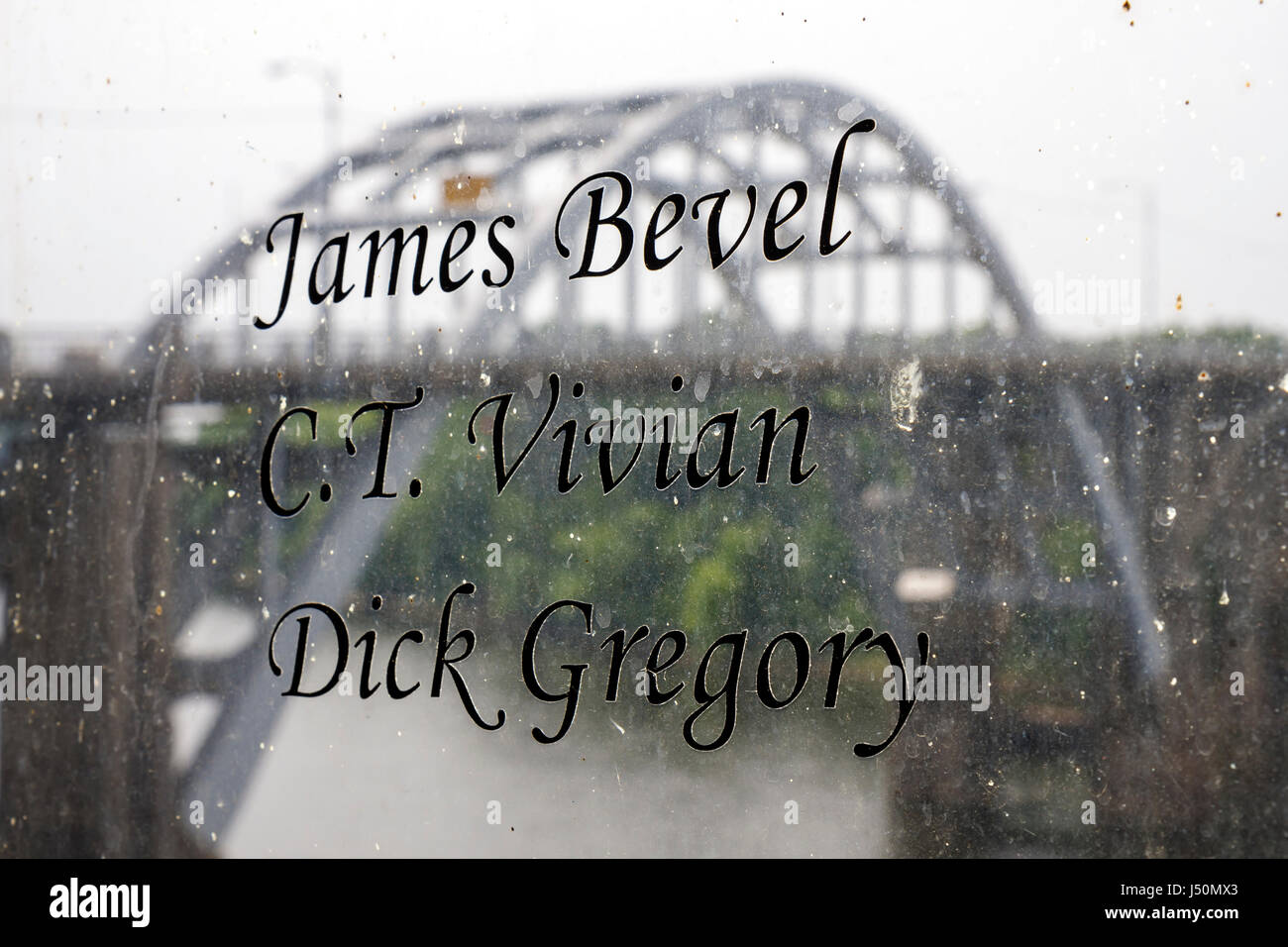 Alabama, contea di Dallas, Selma, National Voting Rights Museum & Institute, movimento per i diritti civili, leader, Edmund Pettus Bridge, finestra, segregazione, Black Hist Foto Stock