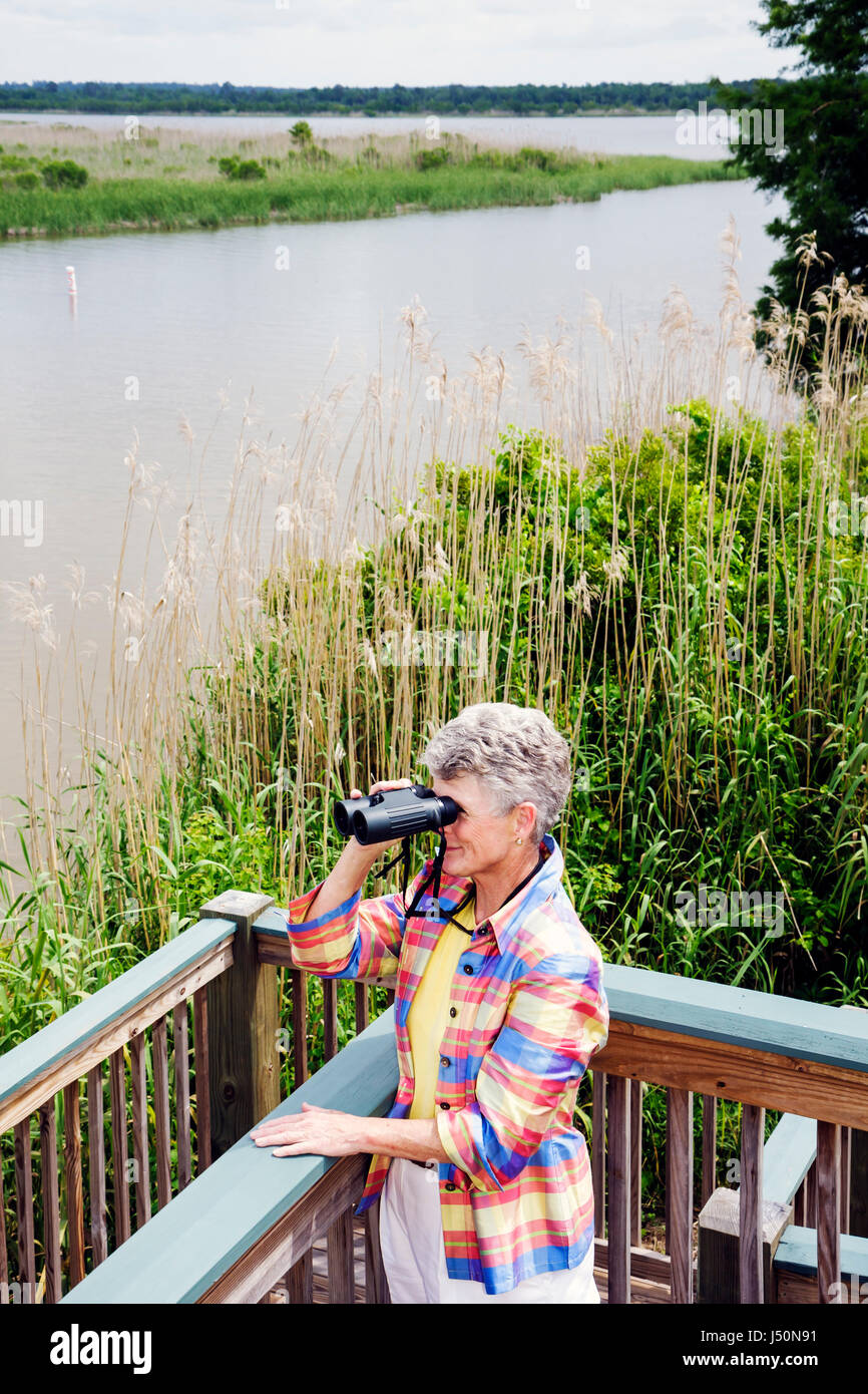 Alabama,Mobile Bay,Spanish Fort,Mobile Tensaw River,5 Rivers Delta Resource Center,centro,natura,educazione,donne donne,anziani senior c Foto Stock