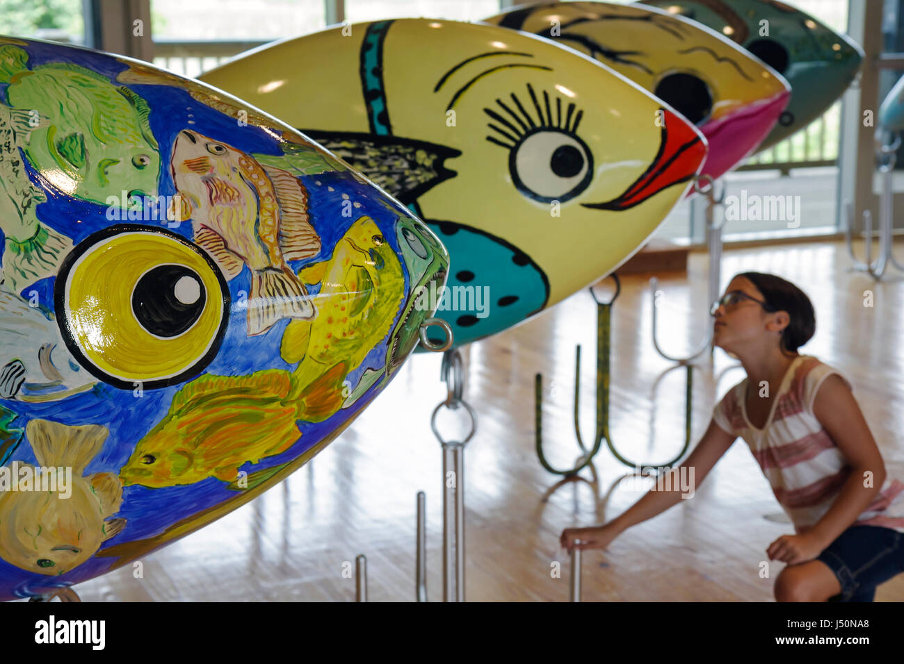 Alabama Mobile Bay Water, Spanish Fort, Mobile Tensaw River Water, 5 River Waters Delta Resource Center, centro, natura, istruzione, pesca gigante in vetroresina Foto Stock