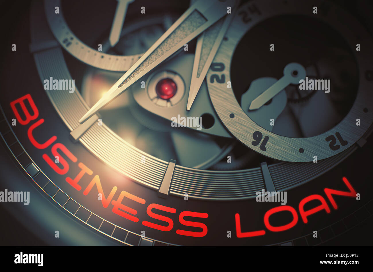 Prestito di affari su orologio di lusso meccanismo. 3D. Foto Stock