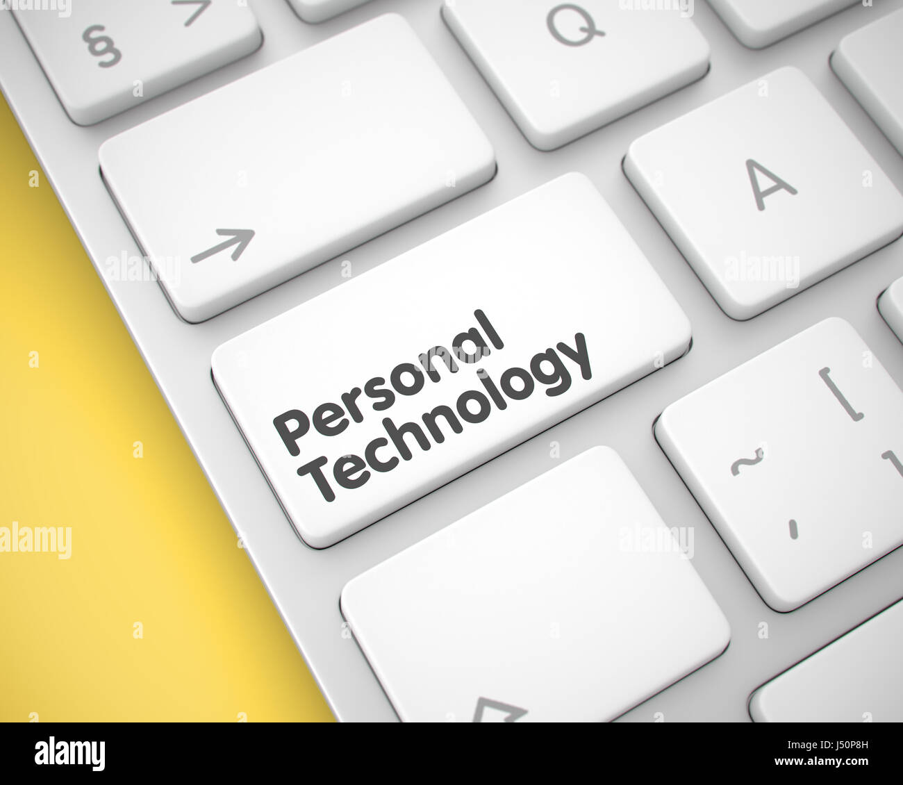 Personal Technology - Messaggio sul bianco dei tasti della tastiera. 3D. Foto Stock
