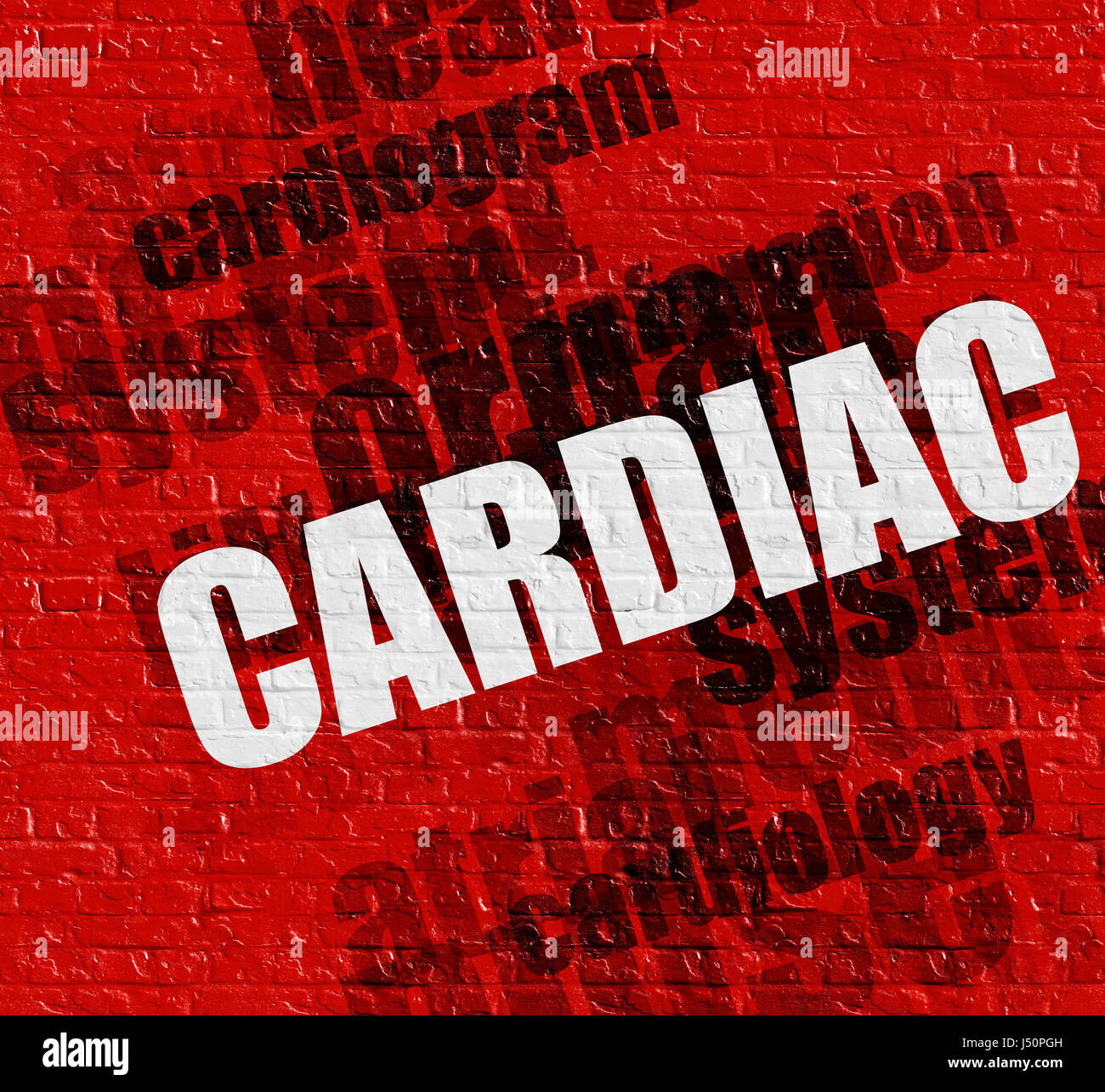 La medicina moderna del concetto: Cardiac sul Brickwall rosso . Foto Stock