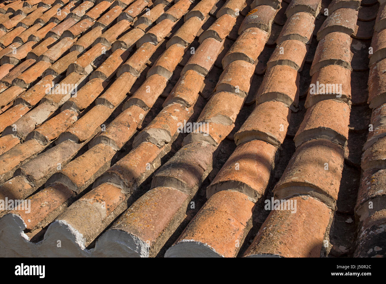 Vecchia ceramica tegole di terracotta sulla casa rurale su Gran Canaria Isole Canarie Spagna Foto Stock