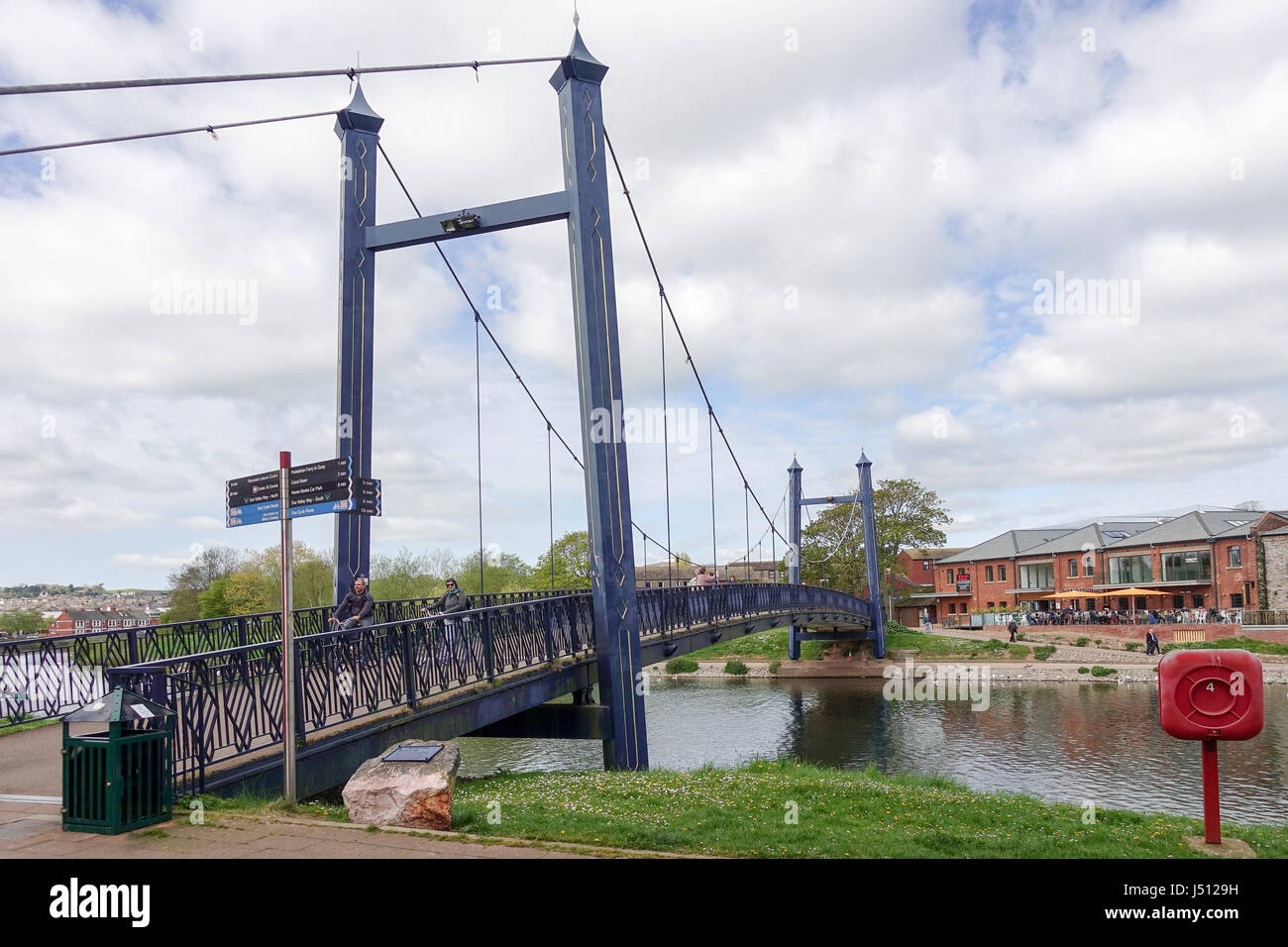Cricklepit ponte di sospensione, Exeter Devon -1 Foto Stock