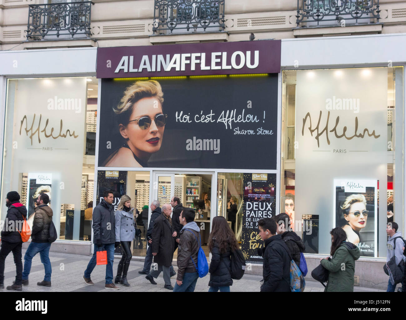 Alain Affelou negozio ottica, Champs-Elysées, Paris, Francia Foto Stock