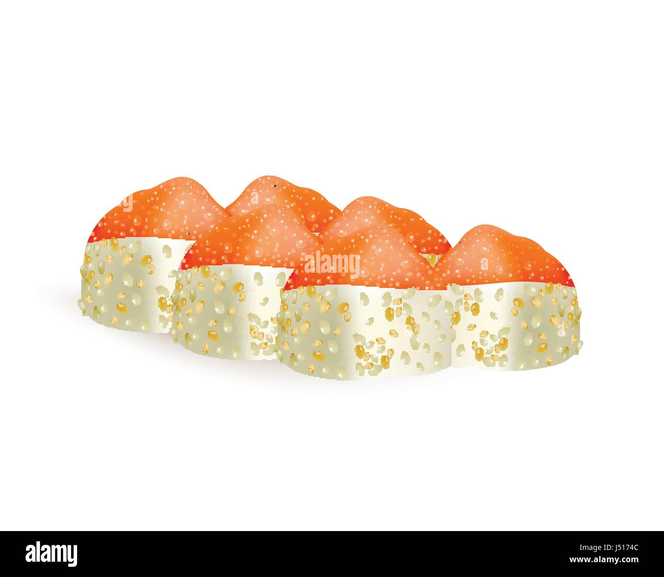 Rotoli di sushi icone vettoriali. Cibo menu giapponese, riso e pesce.cibo asiatico. Illustrazione Vettoriale