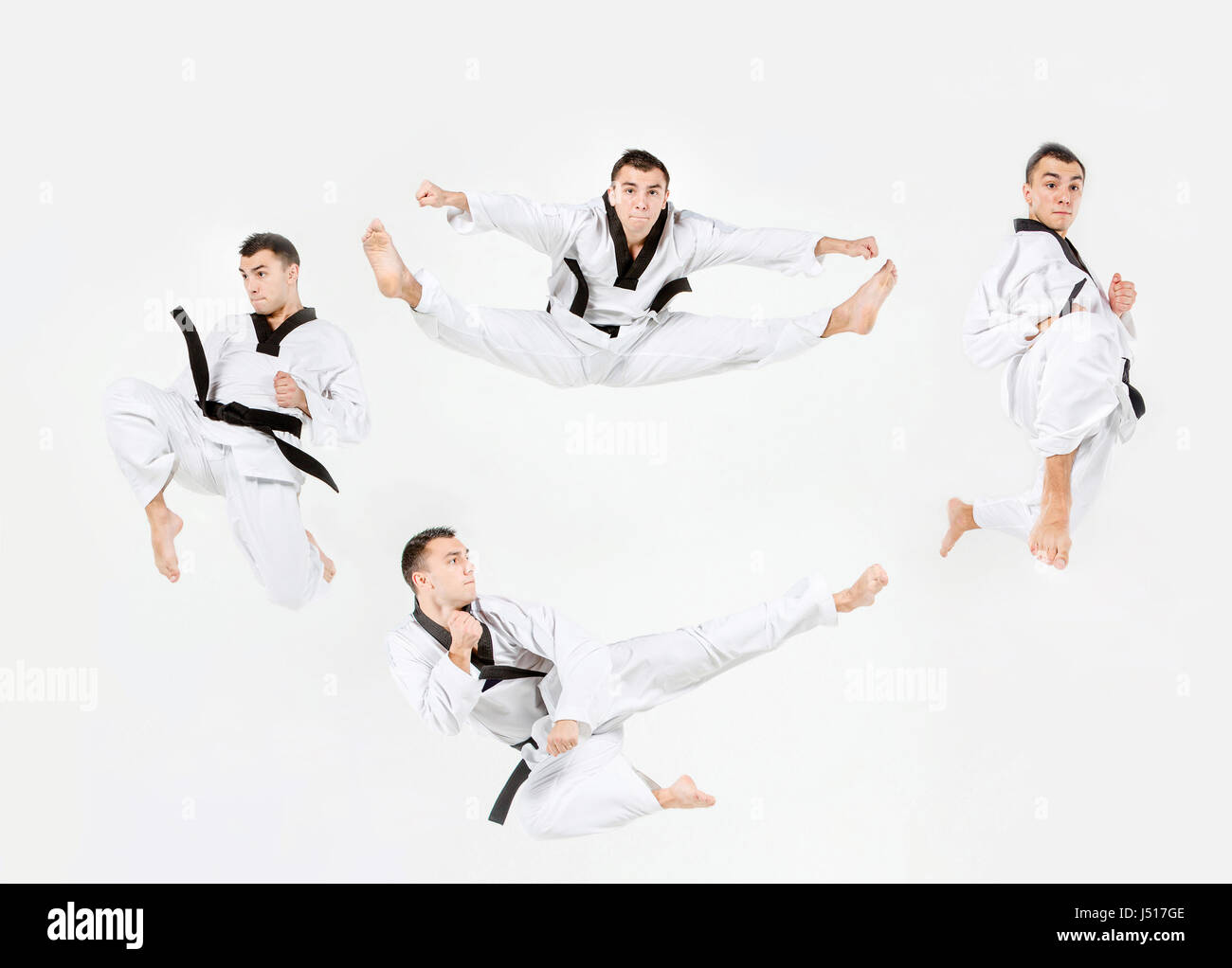 Il karate uomo con cintura nera di karate di formazione Foto Stock