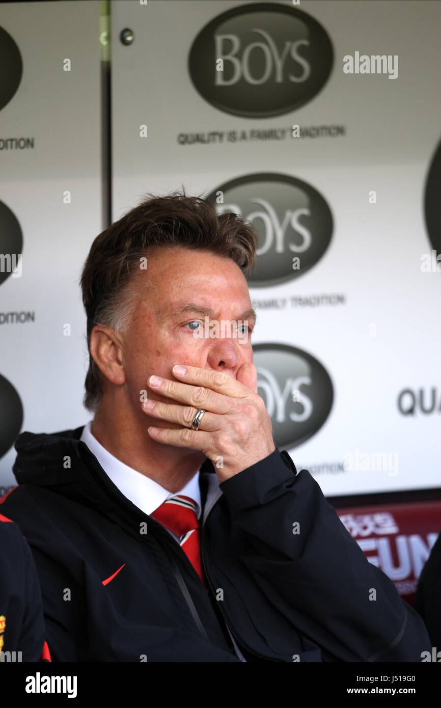 Supporti di pressione LOUIS VAN GAAL BURNLEY V BURNLEY V MANCHESTER UNITED TURF MOOR BURNLEY INGHILTERRA 30 Agosto 2014 Foto Stock