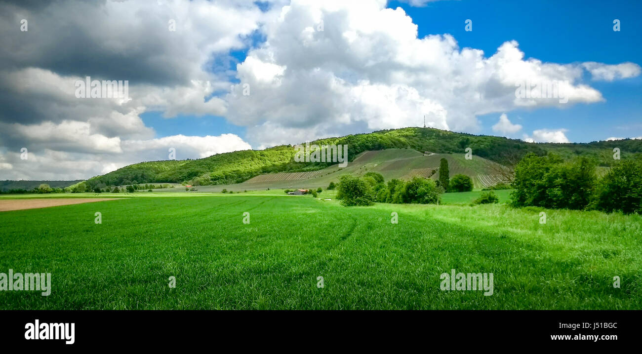 Vista sul tedesco paesaggio rurale in Baviera Foto Stock