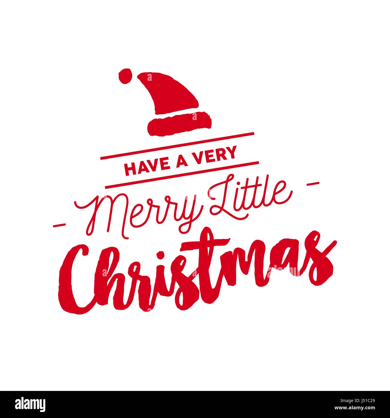 Merry Christmas santa hat calligraphy preventivo, lettering design testo per la stagione delle feste. Rosso creativi font tipografia illustrazione. EPS10 vettore. Illustrazione Vettoriale