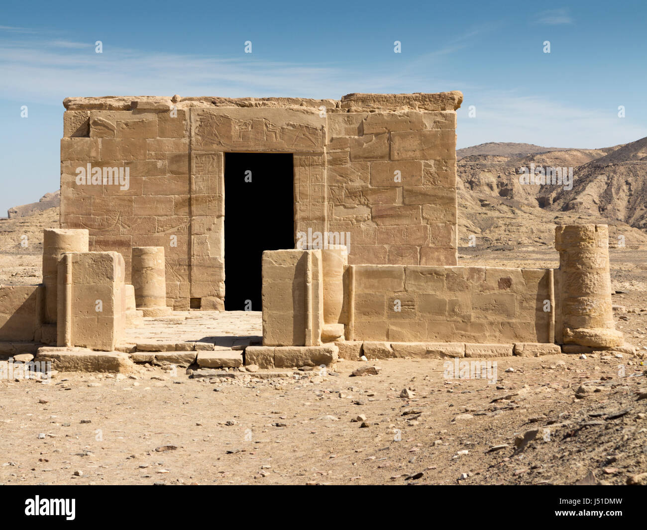 Tempio dedicato a Hathor e Nekhbet a El Kab, sponda est del fiume Nilo, Alto Egitto Foto Stock