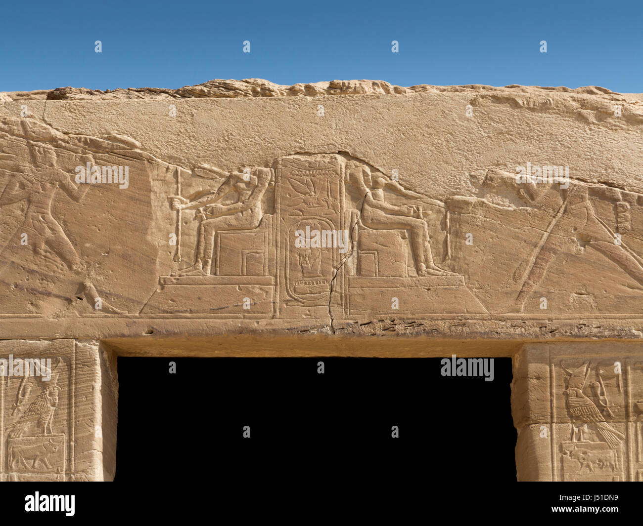 Tempio dedicato a Hathor e Nekhbet a El Kab, sponda est del fiume Nilo, Alto Egitto Foto Stock