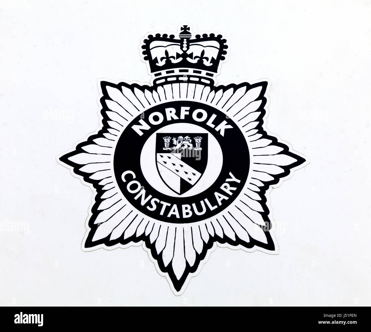 Norfolk Constabulary, logo, auto della polizia insegne, badge contea inglese forza di polizia, England, Regno unito le forze di polizia Foto Stock
