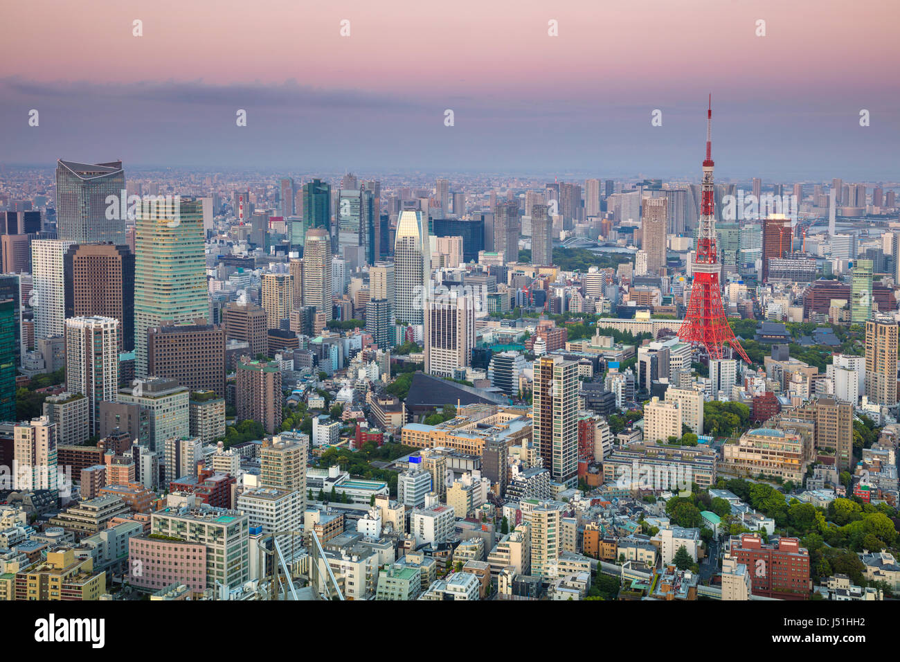 Cityscape immagine di Tokyo, Giappone durante il tramonto Foto Stock