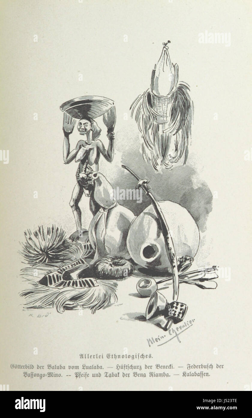 Questo documento, intitolato "Meine zweite Durchquerung Ã„quatorial-Afrikas", descrive il viaggio dell'autore dal Congo al fiume Zambesi durante il 1886 e il 1887. Con 92 illustrazioni, fornisce un resoconto dettagliato dell'esplorazione dell'Africa equatoriale e della sua geografia, fauna selvatica e culture indigene. Foto Stock