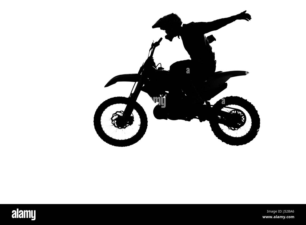 Il pilota di Motocross in air extreme sky. Foto Stock