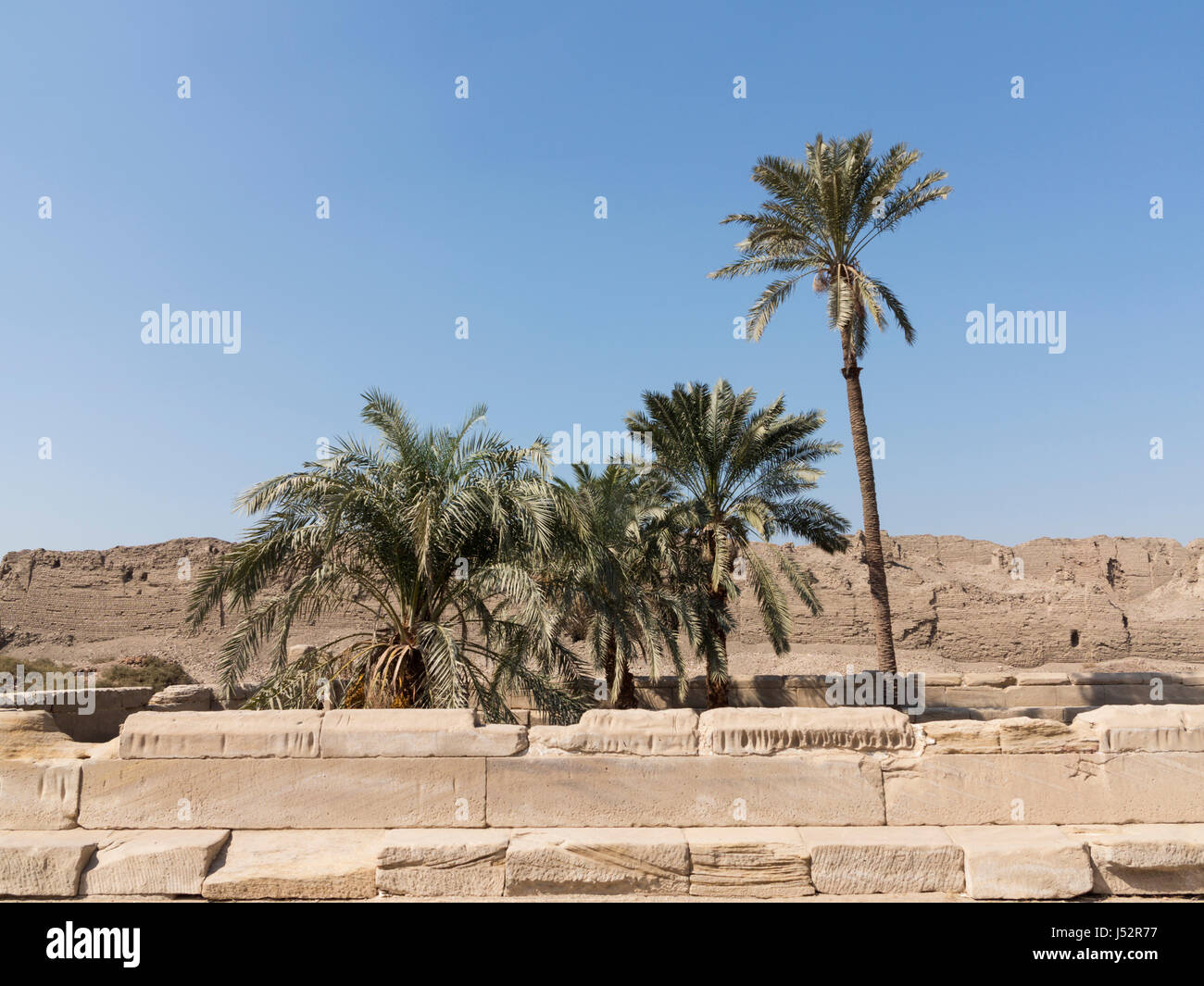 Lago sacro nel cortile esterno al tempio di Denderah, nei pressi di Qena, Egitto Foto Stock