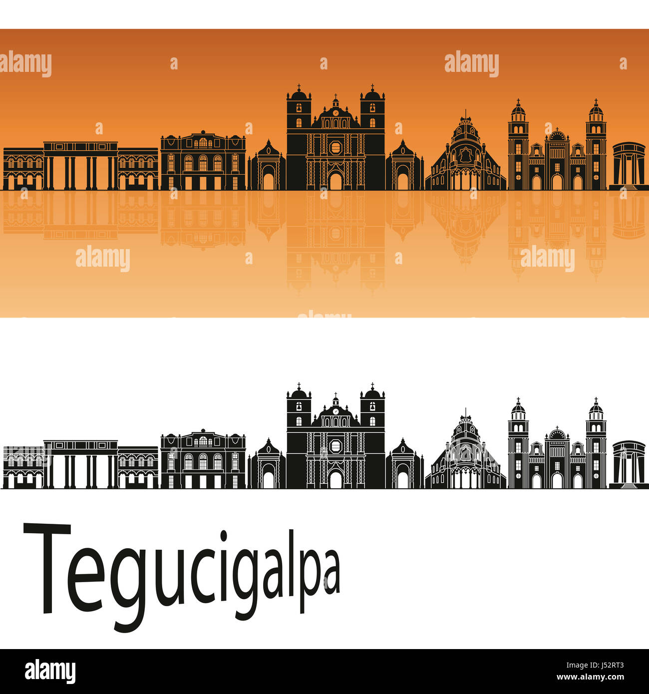 Tegucigalpa skyline di sfondo arancione nella modificabile file vettoriali Foto Stock
