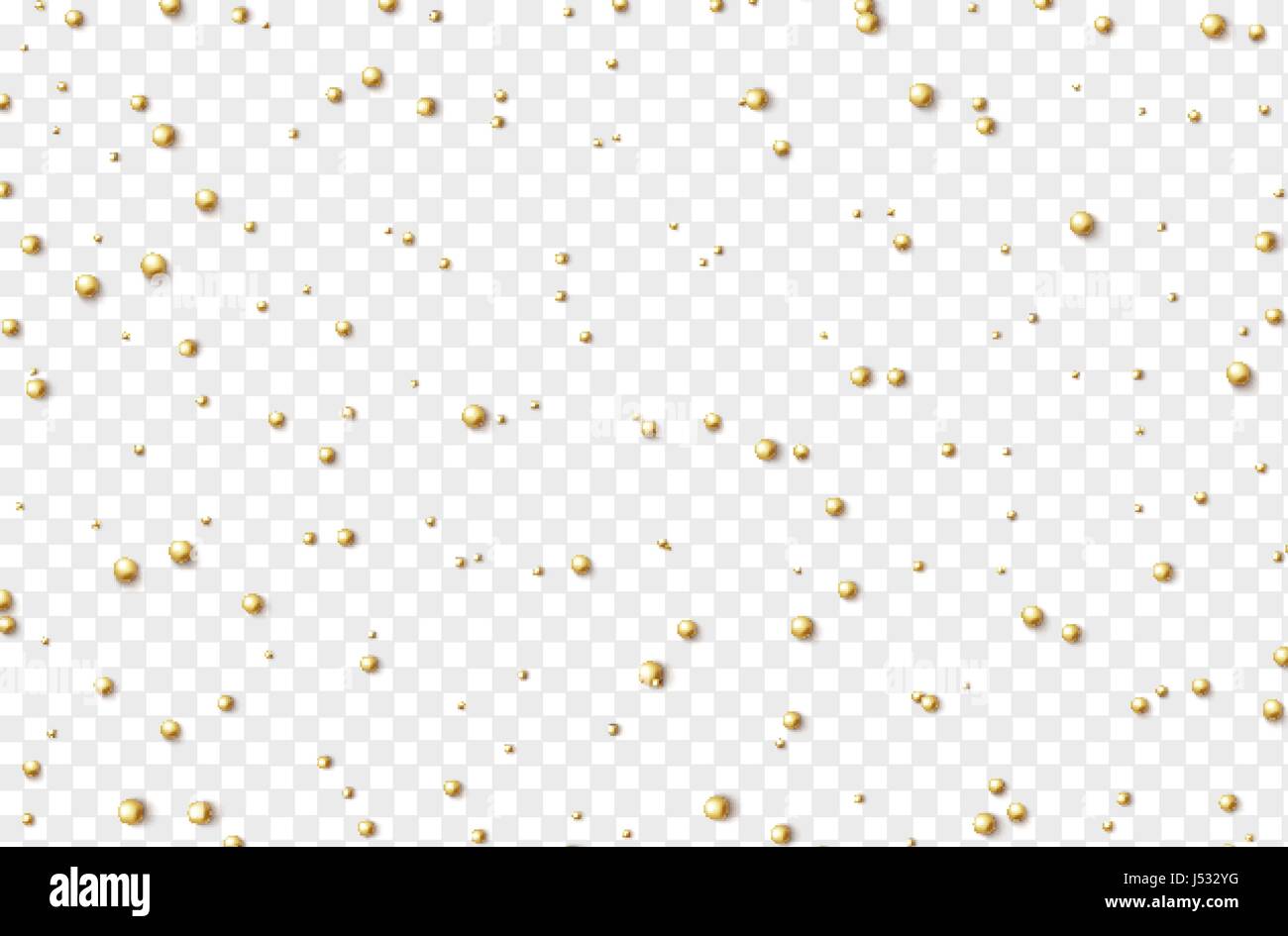 Round di grani d'oro in forma di cordoni sparsi. Effetto su sfondo trasparente Illustrazione Vettoriale